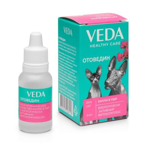 Капли в уши для собак и кошек зоогигиеническое средство Отоведин Veda флакон 10мл