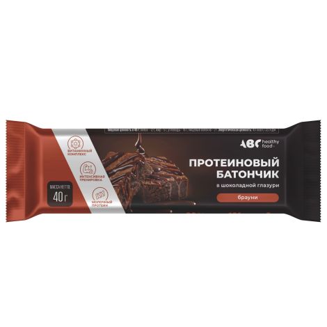 АВС хэлси фуд батончик протеиновый со вкусом Брауни в шоколадной глазури 40г