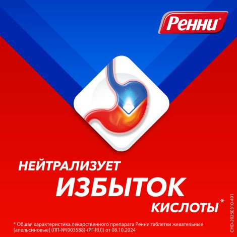 Ренни ментол таблетки жевательные 80мг/680мг №24 №6