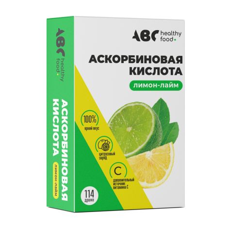 АВС хэлси фуд аскорбиновая кислота лимон/лайм драже 40г