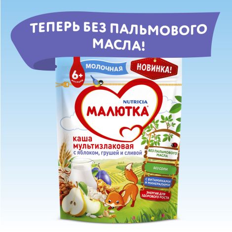 Малютка каша молочная мультизлаки смесь фруктов витамины/минералы от 6мес. 220г №3