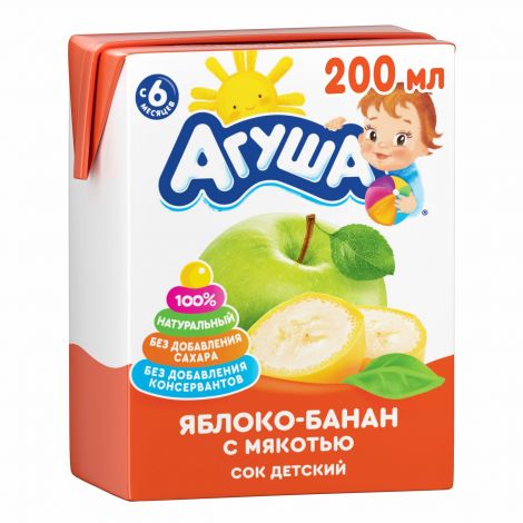 Агуша сок яблоко/банан с мякотью 200мл