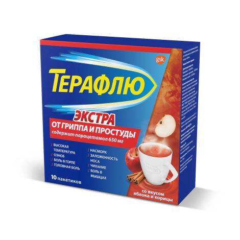 Терафлю экстра порошок для приготовления раствора яблоко-корица пак. № 10 №2