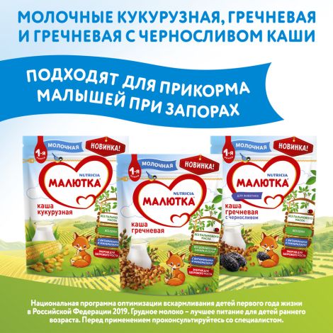 Малютка каша молочная кукуруза 220г №9