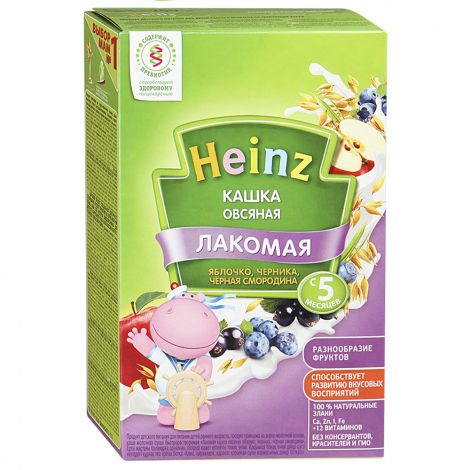 Каша heinz лакомая овсяная с яблоком черникой черной смородиной