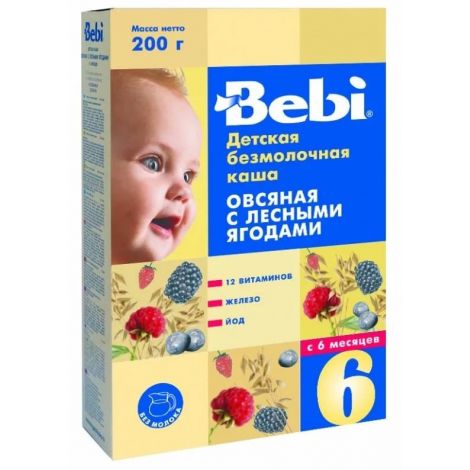 Беби каша овсянка/лесные ягоды/витамины/железо/йод от 6мес. 200г
