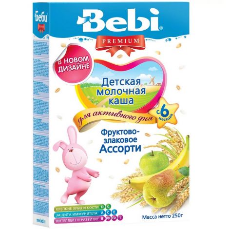 Беби каша молочная Премиум фрукты/злаки ассорти от 6мес. 250г 02109