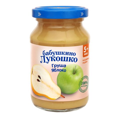Бабушкино Лукошко пюре груша/яблоко без сахара 200г