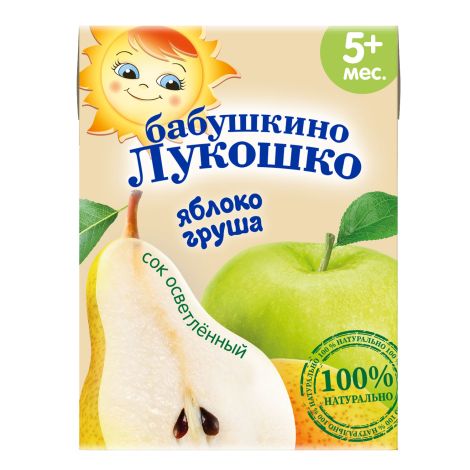 Бабушкино Лукошко сок яблоко/груша осветленный 200г
