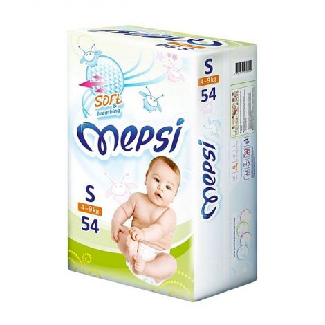Детские подгузники МЭПСИ размер: S (4-9кг) 54 шт.