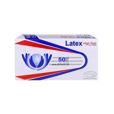 СФМ перчатки Хай Риск Ультра смотровые латексные неопудр прочн цвет синий р.L № 50