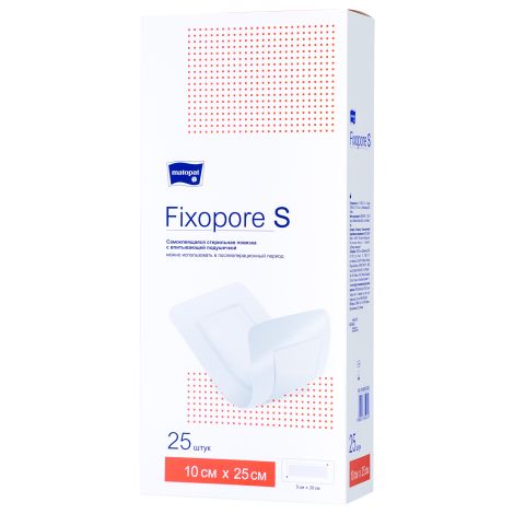 Матопат повязка стерильная Fixsopore S из нетканого материала с впитывающей прокладкой 10х25см № 25