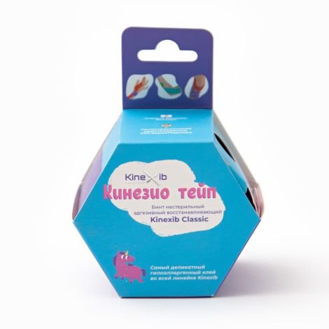 Кинексиб классик кинезио-тейп бинт нестер адгезивный Кидс Единорог для детей 5-10 лет 4смх4м №2