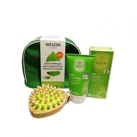 Веледа Идеальная пара набор антицелл. березовое масло+пилинг для душа+дерев.массаж. щетка 9500