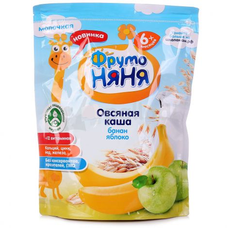 ФрутоНяня каша молочная овсянка/банан/пребиотики 200г