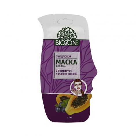 Биозон маска для лица очищающая папайя/черника 15мл