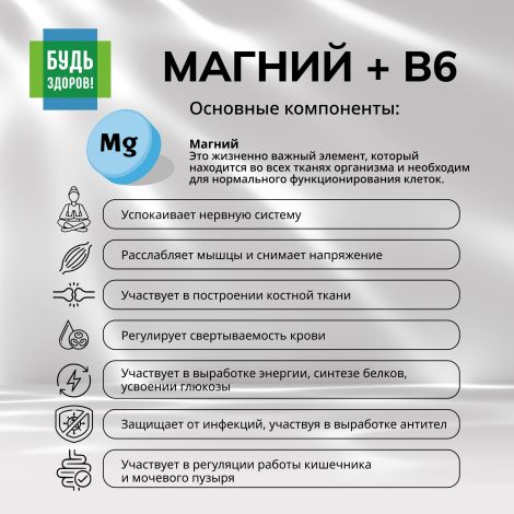 Будь Здоров! Магний В6 Аквион витаминно-минеральный комплекс таблетки №30 №5