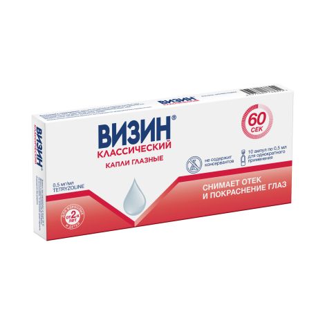 Визин Классический капли гл. 0,05 % амп. 0,5мл №10 для однократного применения №3