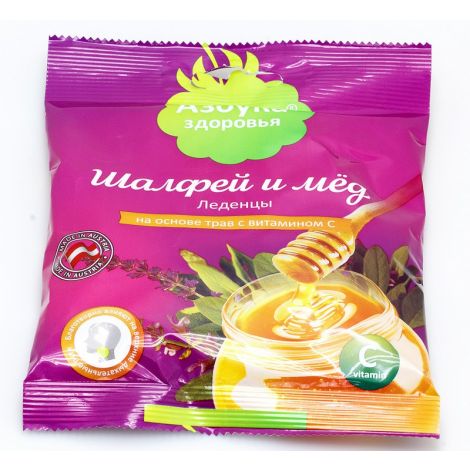 Азбука Здоровья леденцы шалфей/мед 60г