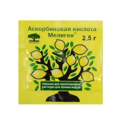 Аскорбиновая кислота пор. 2,5г (Мелиген) купить в Москве по низкой цене в интернет аптеке Ригла