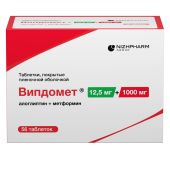Випдомет таблетки покрытые пленочной оболочкой 12,5мг+1000мг №56