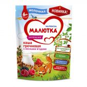 Малютка каша молочная сухая гречневая с лесными ягодами от 6мес 220г