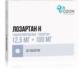 Лозартан-Н таб.п/о плен. 12,5мг+100мг №30 №4