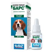 Барс капли ушные для собак и кошек флакон 0,5мг/0,3мг 20мл