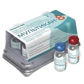 Мультикан-8 вакцина для собак лиофилизат для приготовления суспензии для инъекций 1см3 флакон 5шт+Суспензия для инъекций флакон 2мл 1доза 5шт