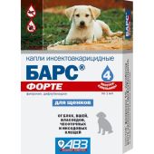 Барс форте капли инсектоакарицидные от блох и клещей для щенков, 4 дозы (на основе фипронила)