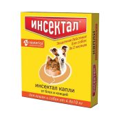 Инсектал капли для кошек и собак весом от 4 до 10кг тюбик-пипетка 99мг/19,8мг 0,8мл 6шт