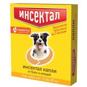 Инсектал капли для собак весом от 10 до 20кг тюбик-пипетка 99мг/19,8мг 1,5мл