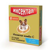 Инсектал комбо С раствор для собак весом от 1 до 4кг тюбик-пипетка 107,5мг/26,9мг 0,4мл