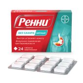 Ренни мята таблетки жевательные 80мг/680мг №24 №9