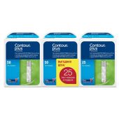 Тест-полоски Контур Плюс к системе измерения уровня глюкозы Контур Плюс 2 уп. № 50 + 1 уп. № 25