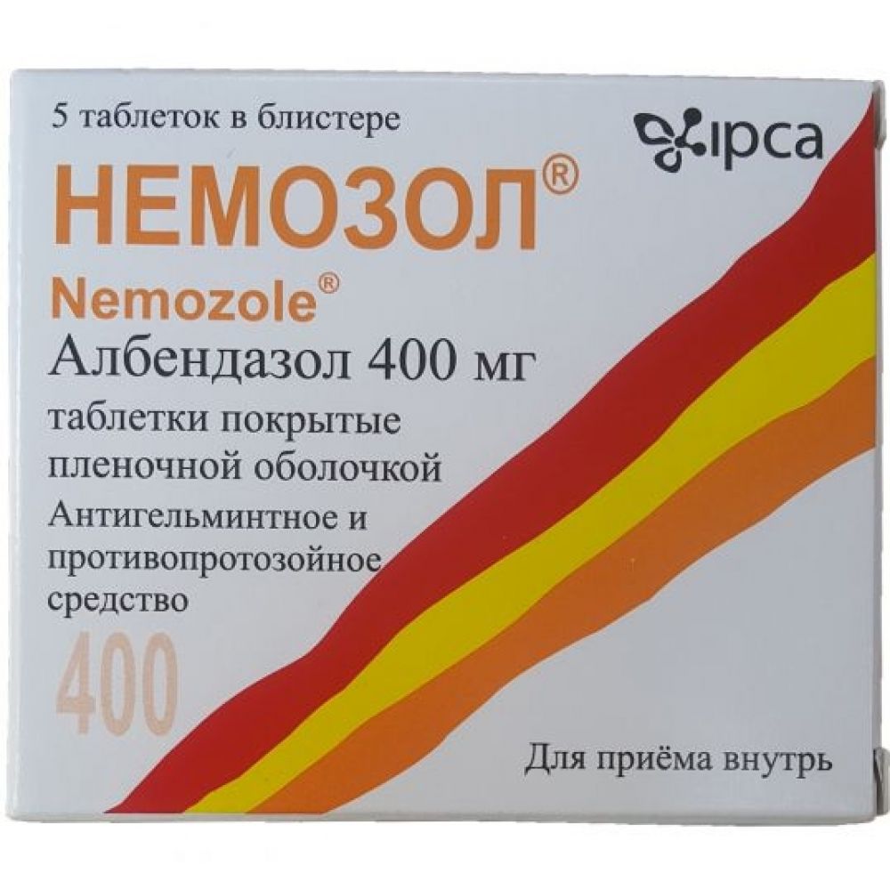 Немозол таб. 400мг №5 – купить в аптеке по цене 965,00 руб в Москве. Немозол  таб. 400мг №5: инструкция по применению, отзывы, код товара: 103053