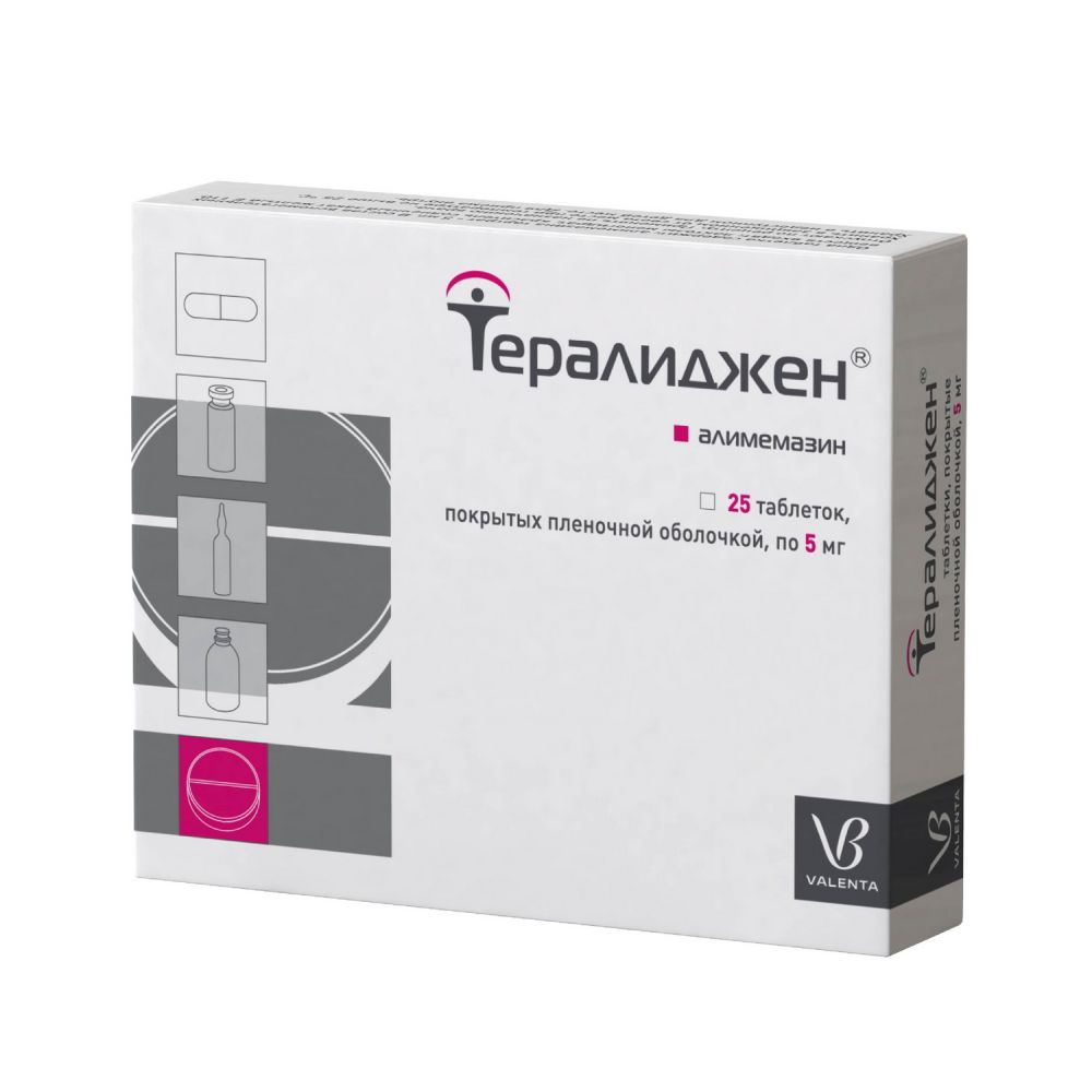 Тералиджен таб. 5мг №25 – купить в аптеке по цене 955,00 руб в Москве. Тералиджен таб. 5мг №25: инструкция по применению, отзывы, код товара: 20523