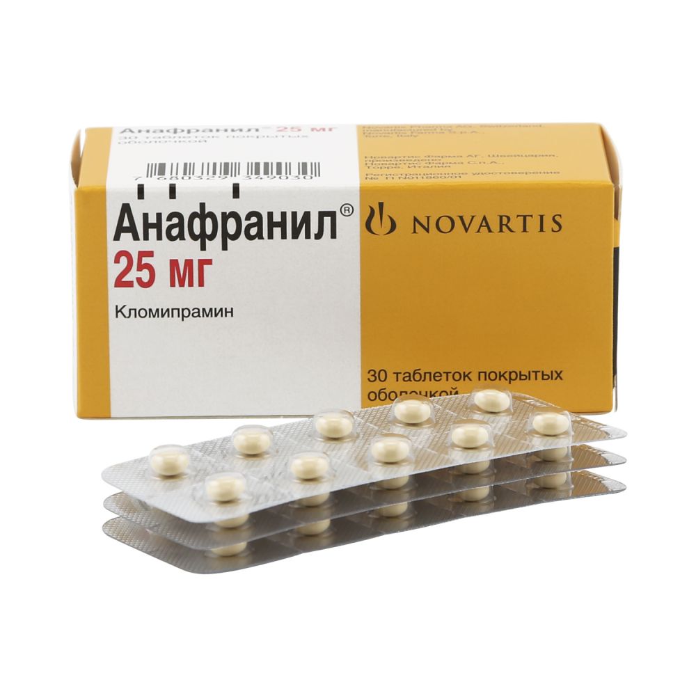 Анафранил таб.п/о 25мг №30 – купить в аптеке по цене 221,00 руб в Москве.  Анафранил таб.п/о 25мг №30: инструкция по применению, отзывы, код товара:  3032504