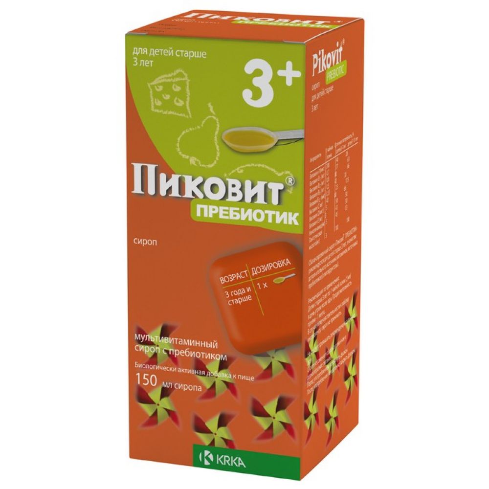 Комплекс витаминов сироп. Пиковит (сироп 150мл фл Вн ) Krka-Словения. Пиковит 150мл сироп z91678. Пиковит сироп 150мл Krka Словения. Пиковит Пребио 1+ сироп фл 150мл.