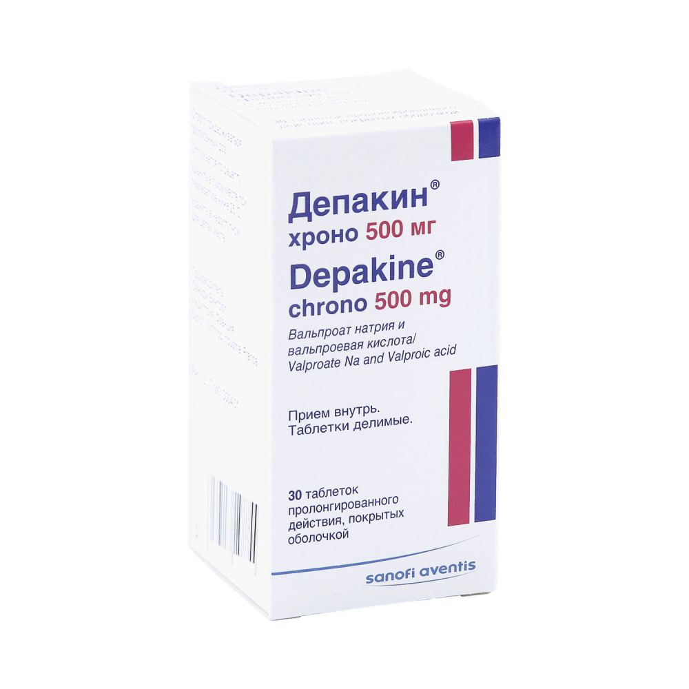 Депакин Хроно таб.п/о пролонг. 500мг №30 – купить в аптеке по цене 225,00  руб в Красноярске. Депакин Хроно таб.п/о пролонг. 500мг №30: инструкция по  применению, отзывы, код товара: 626