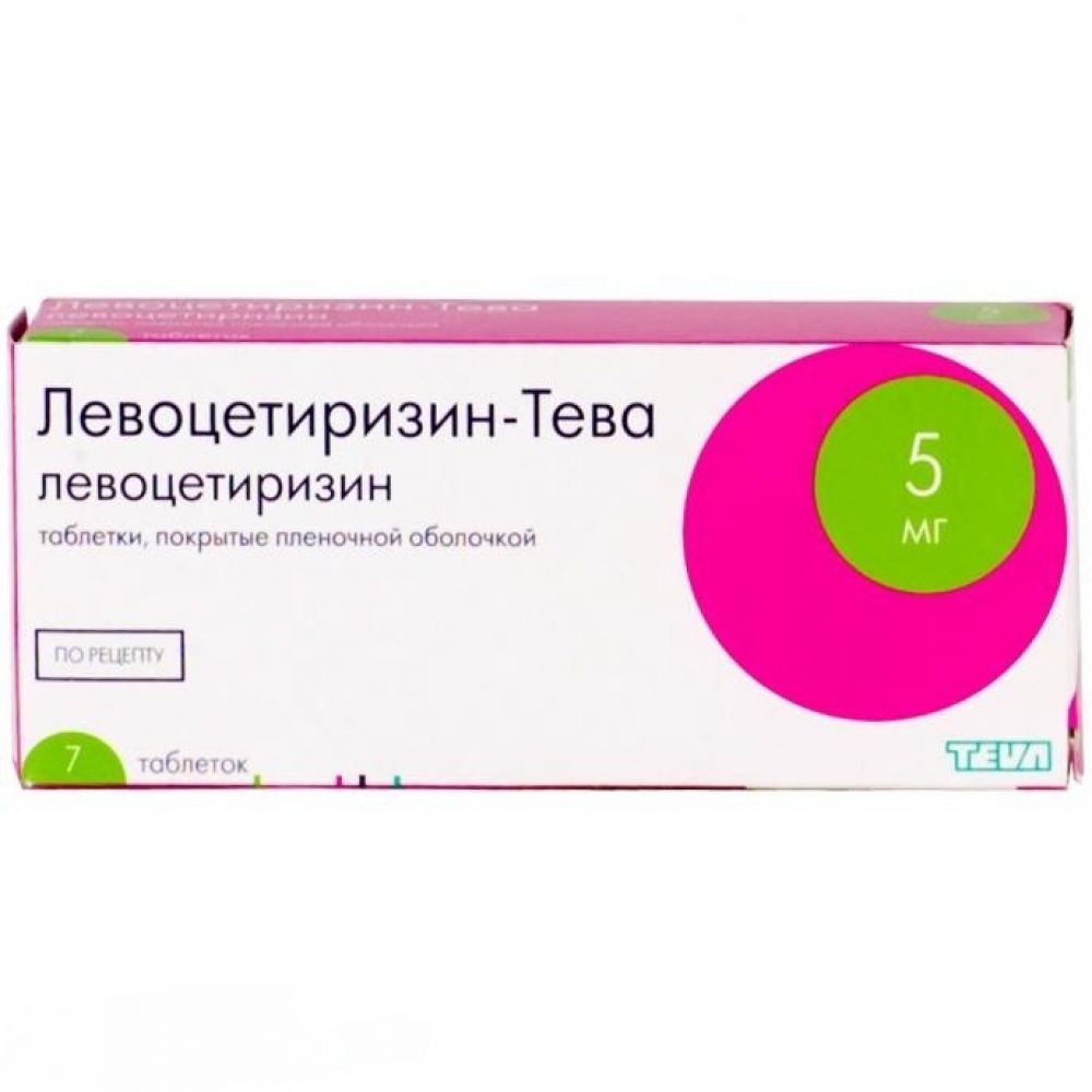 Левоцетиризин-Тева таб.п/о плен. 5 мг №7 – купить в аптеке по цене 290,00  руб в Москве. Левоцетиризин-Тева таб.п/о плен. 5 мг №7: инструкция по  применению, отзывы, код товара: 89929