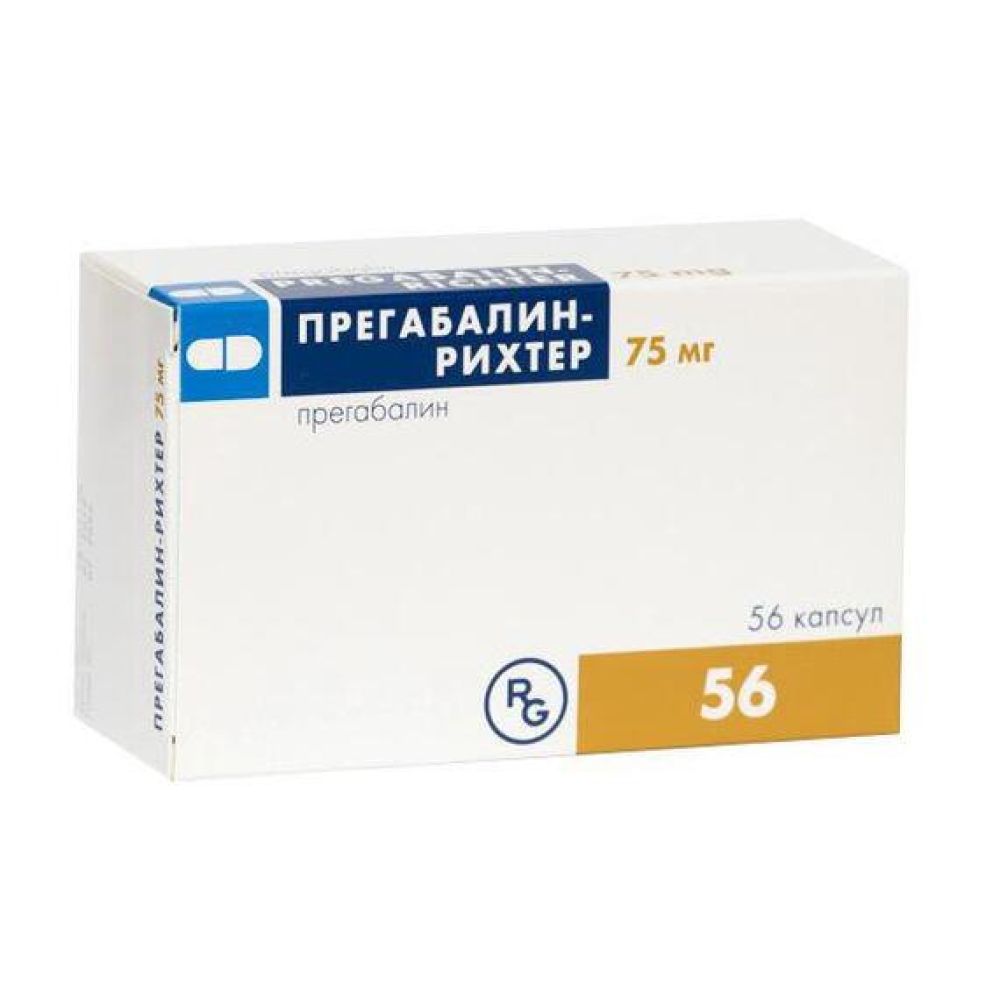 Прегабалин-Рихтер капс. 75мг №56 – купить в аптеке по цене 737,00 руб в  Москве. Прегабалин-Рихтер капс. 75мг №56: инструкция по применению, отзывы,  код товара: 94058